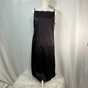 CDC Black Beaded Square Neck Spaghetti Strap Midi Dress Size 14 Evening